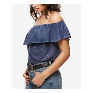 WE THE FREE Womens Navy Short Sleeve Off Shoulder Tube Top Size: M